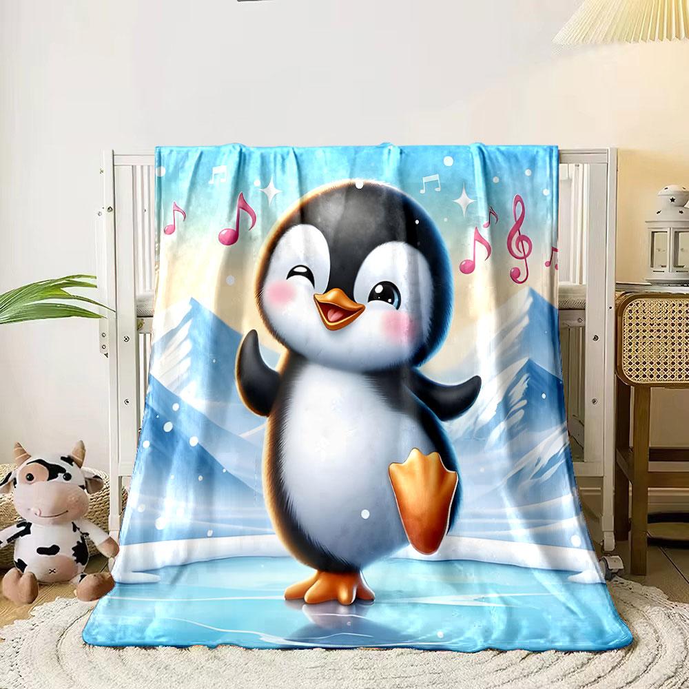 Dancing Penguin Joy print blanket soft and cozy perfect for the living room bed sofa or a nap,gift