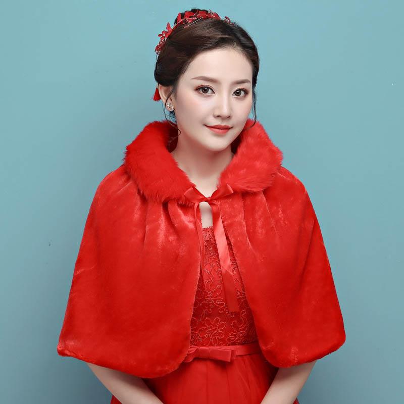 Свадебное вечернее платье с запахом из искусственного меха, болеро, накидка, свадебная шаль