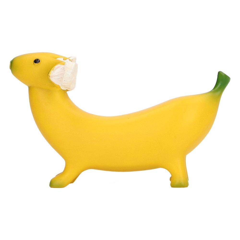 Lightweight Banana Dog Sculpture Resin Resin Dog Ornament Creative Banana Dog Figurine for Garden