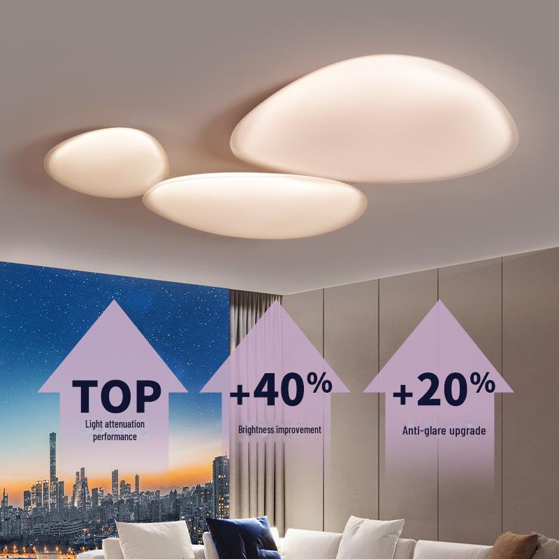 2025 Modern Pebble Cream Ceiling Lamp - Full Spectrum Eye Protection for Living Rooms