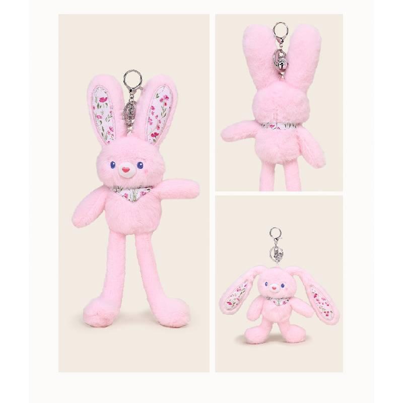 Printed Floral Bunny Plush Keychain Toy Pendant Cartoon Stuffed Doll Kids Gift