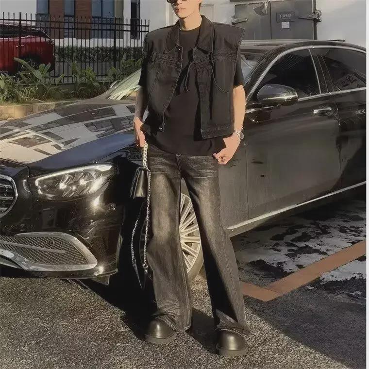 Черные расклешенные джинсы в стиле ретро для мальчиков — повседневные и универсальные (2024)