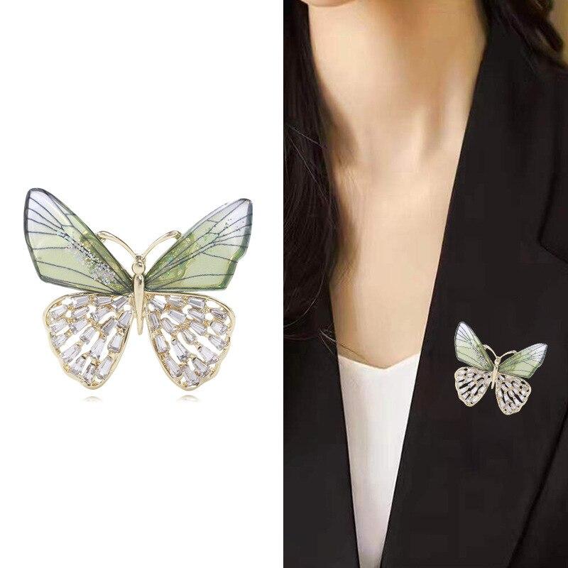 Blucome Shining Gradient Wings Butterfly Brooches for Women Top Quality Luxury Butterfly Office Party Brooch Pins