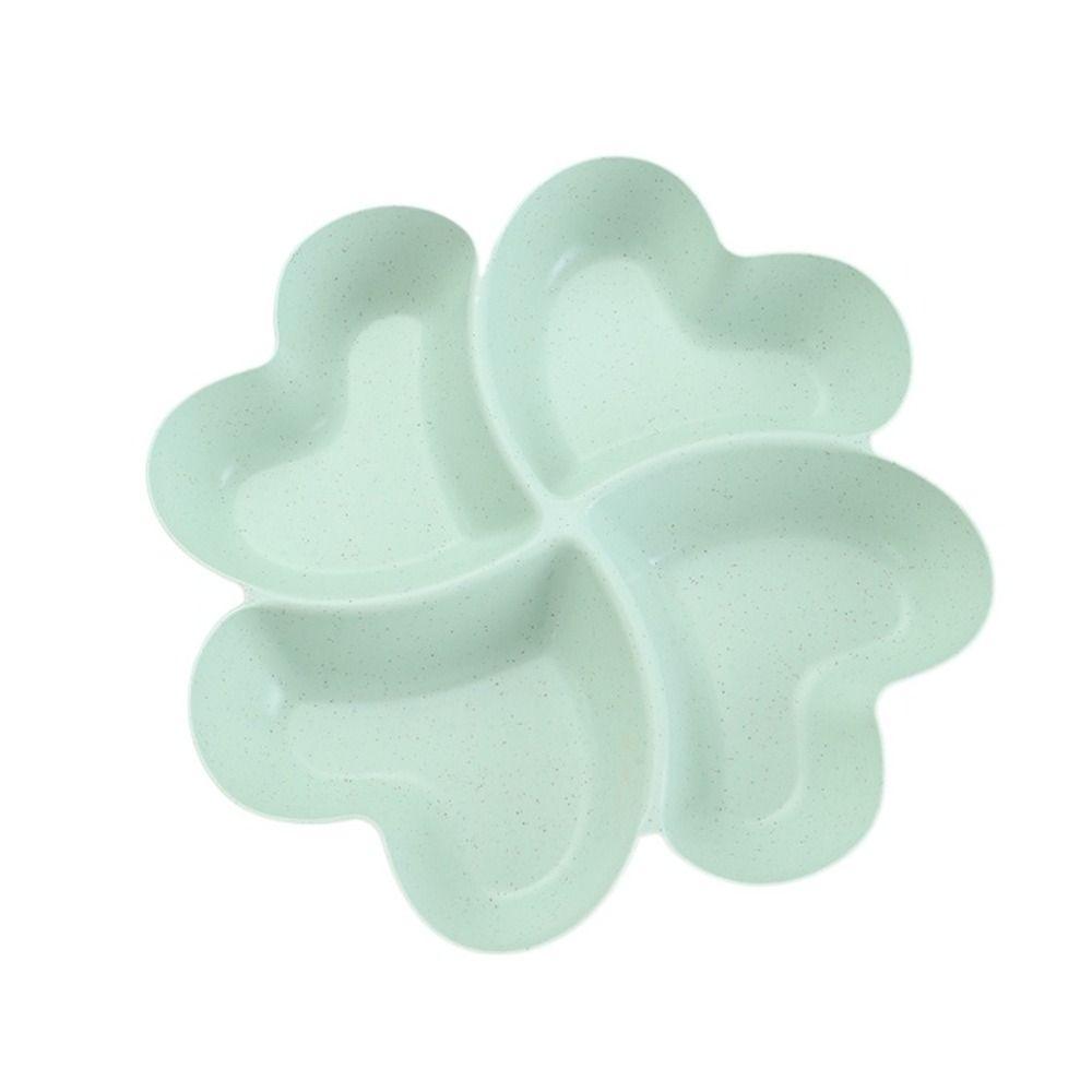 4-Compartment Appetizer Serving Platter Wheat Straw Unbreakable Food Storage Tray Four Leaf Clover Shape Snacks Serving Dish