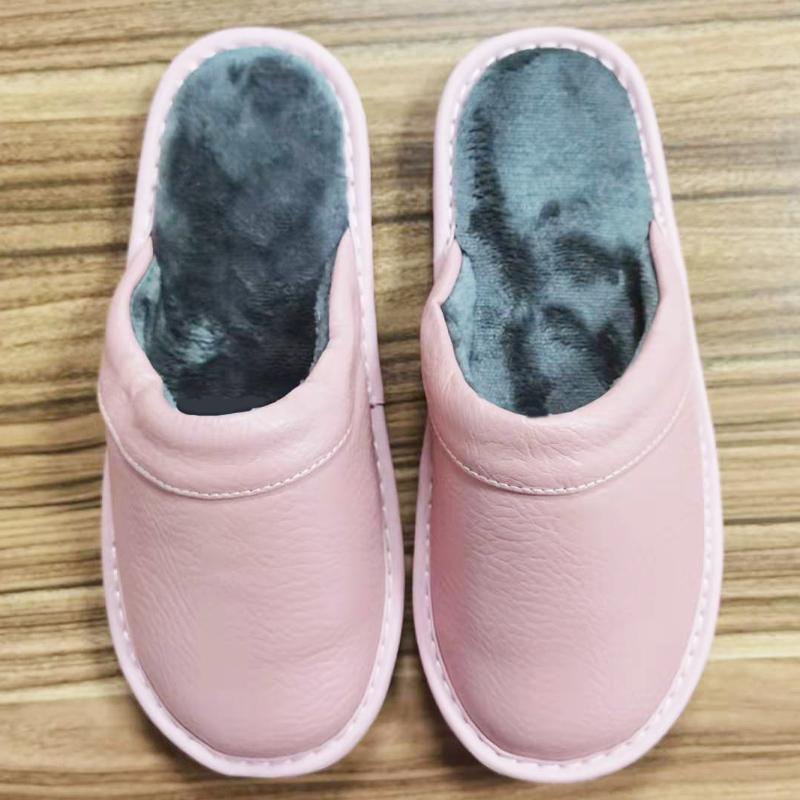 Couples Simple Leather Slippers Men Home Spring Shoes 2024 Trend Flat Precision Stitching Man Slippers Indoor Leather Shoes