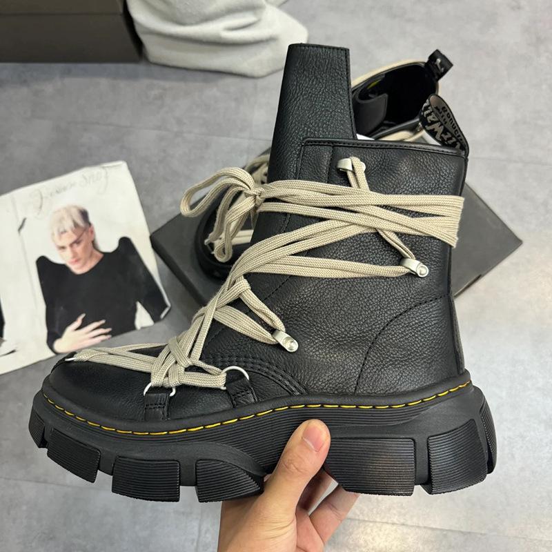 Мода 2025 Новая Обувь в Стиле Пустынный Панк Женская Обувь Британский Стиль Много Шнуровки Повседневные Ботинки Стиль Пустоши Толстая Подошва Уличная Фотография Рыцарь