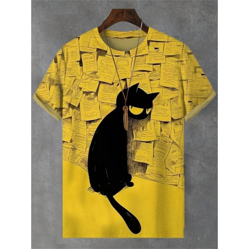 Мужская 3D футболка с принтом кота, удобная, с коротким рукавом, комфортная, универсальная, модная