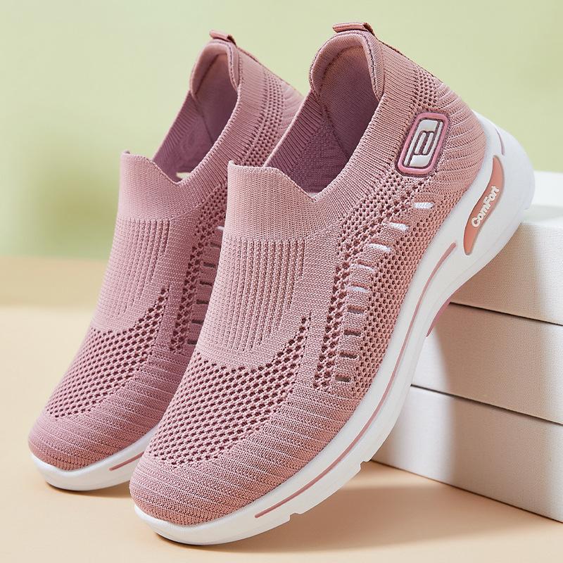 Shoes Women's Summer New Foreign Trade Women's Single Shoes Casual Mother Shoes One Pedal Flying Woven Breathable Women's Shoes
