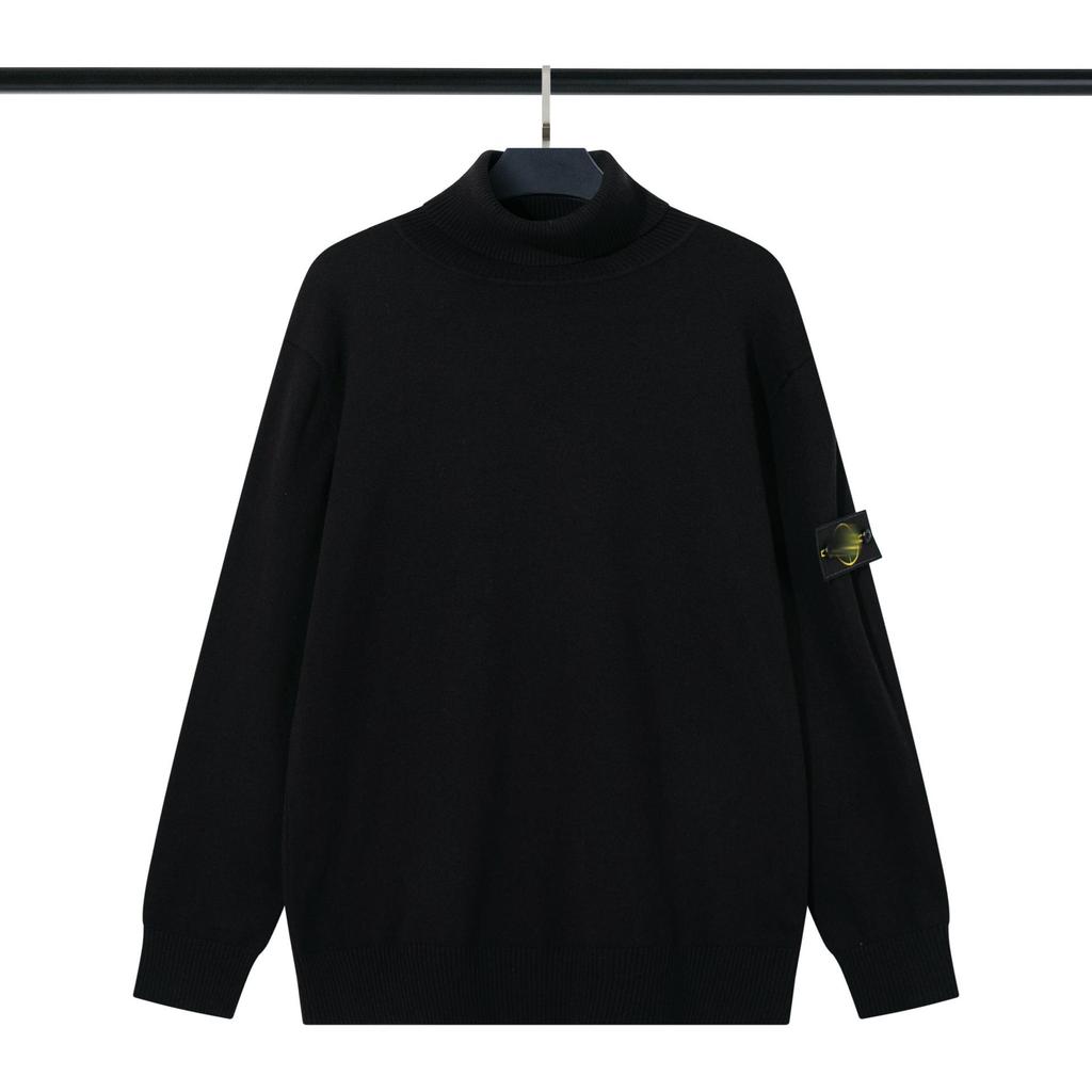 STONE Унисекс Кардиган на молнии с воротником-стойкой и нашивкой Вязаный свитер для осени/зимы