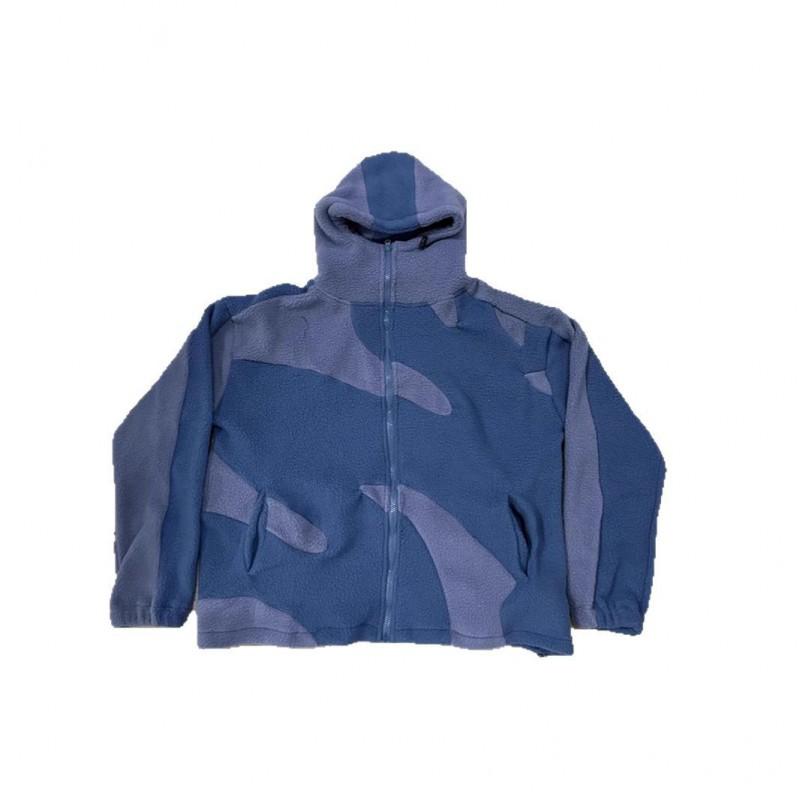 Unisex Fleece Hooded Sweatshirt Color Block Warm Winter Casual Jacket