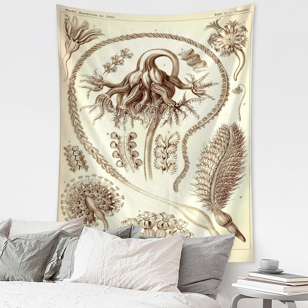 Карта идентификации подводных насекомых, настенный гобелен в богемном стиле, психоделическое колдовство, искусство, загадочный домашний декор