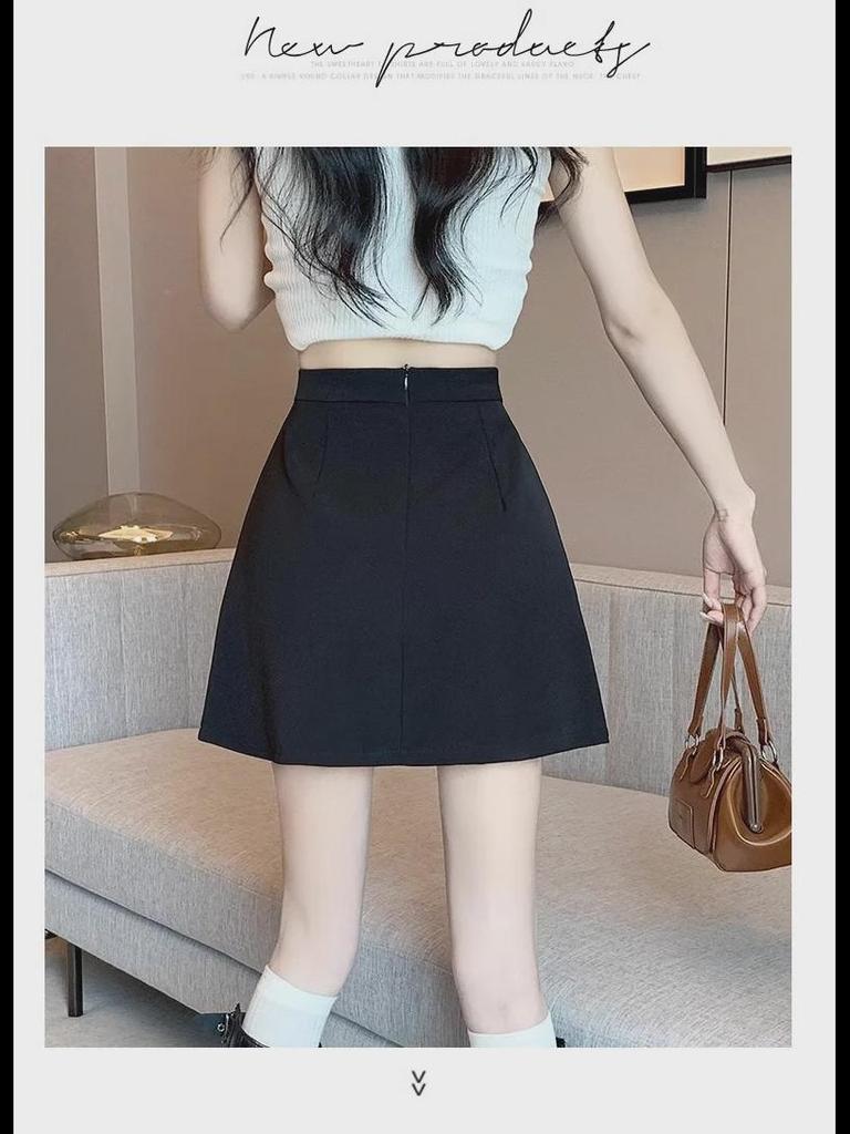 Весенняя юбка-миди в корейском стиле с высокой талией и разрезом 2024 года