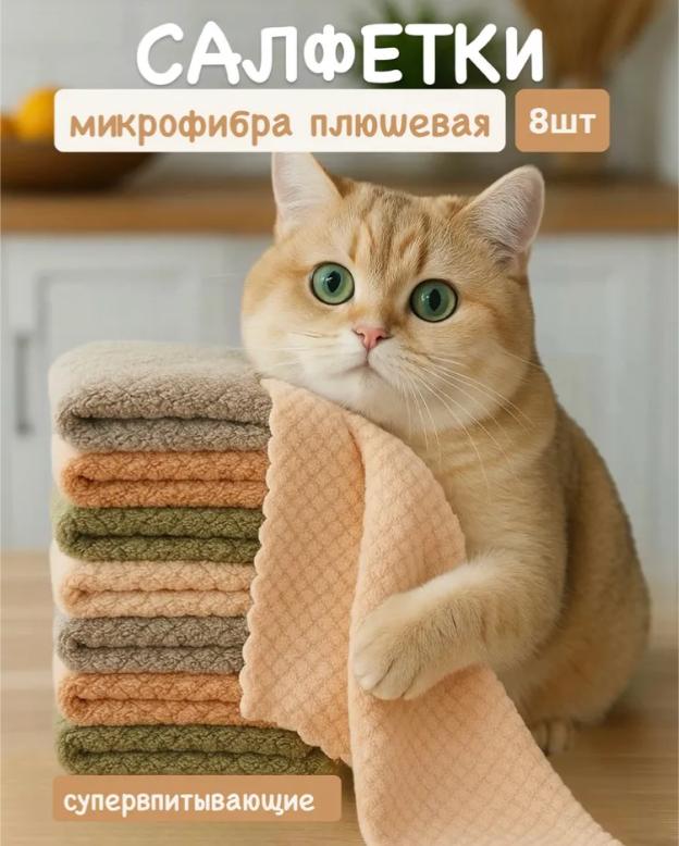 Бытовая кухонная салфетка из кораллового флиса, впитывающая салфетка для мытья посуды