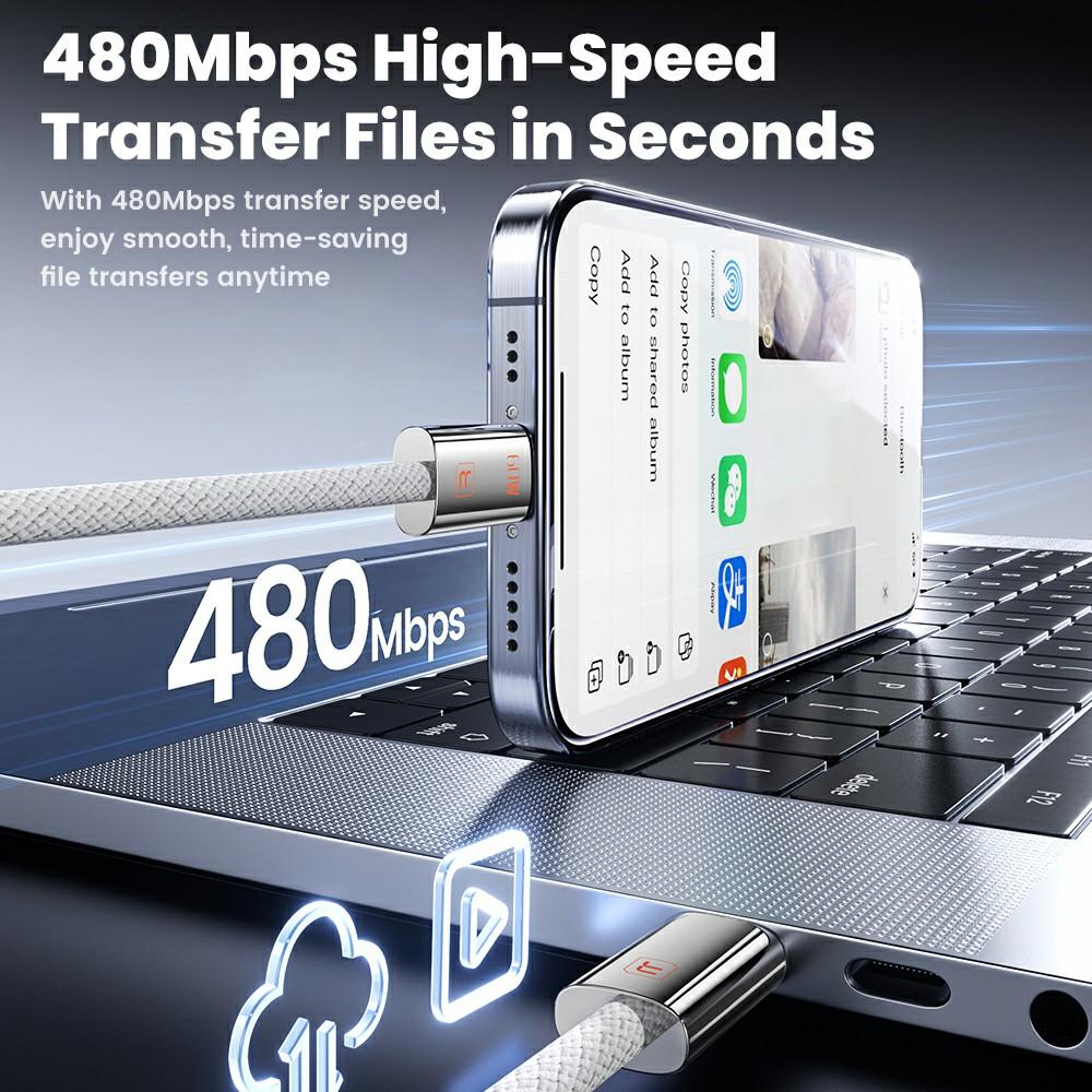 TOOCKI TX110C2 2м Мини-кабель USB-C на USB-C из цинкового сплава, кабель для быстрой зарядки PD 60 Вт со смарт-чипом для ноутбука, телефона