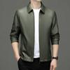 Мужская кожаная куртка весна-осень Простая куртка из искусственной кожи с лацканами Повседневная универсальная ветрозащитная кожаная куртка Мужская верхняя часть