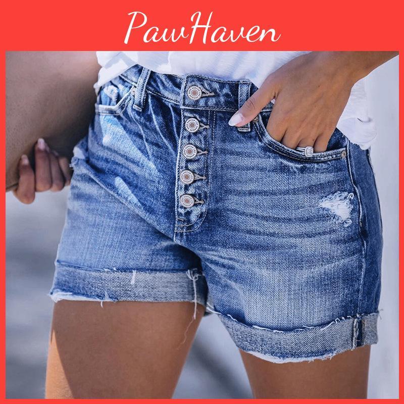 Shorts Vaqueros Rotos Elásticos para Mujer