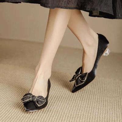 Новые женские туфли-лодочки с острым носком, туфли-лодочки с прозрачным каблуком, модельные туфли из прозрачного желе со стразами, туфли-лодочки на среднем каблуке, осень