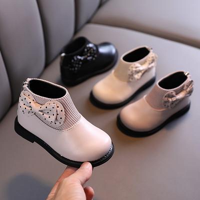 Детские ботильоны Zapatos Niña Velvet, зимние ботинки, кожаные ботинки для девочек, теплые зимние ботинки, короткие ботинки с бантом, детская обувь Botines