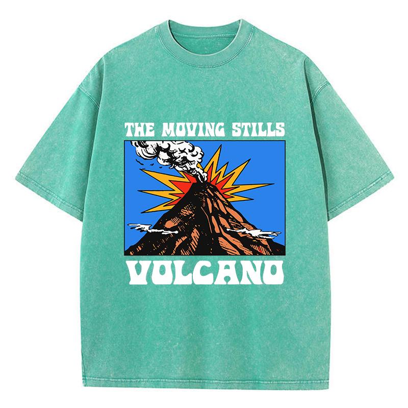 Женские футболки оверсайз с вареным эффектом, футболки с принтом манги «Вулкан», хлопковые состаренные футболки с круглым вырезом оверсайз, винтажная одежда