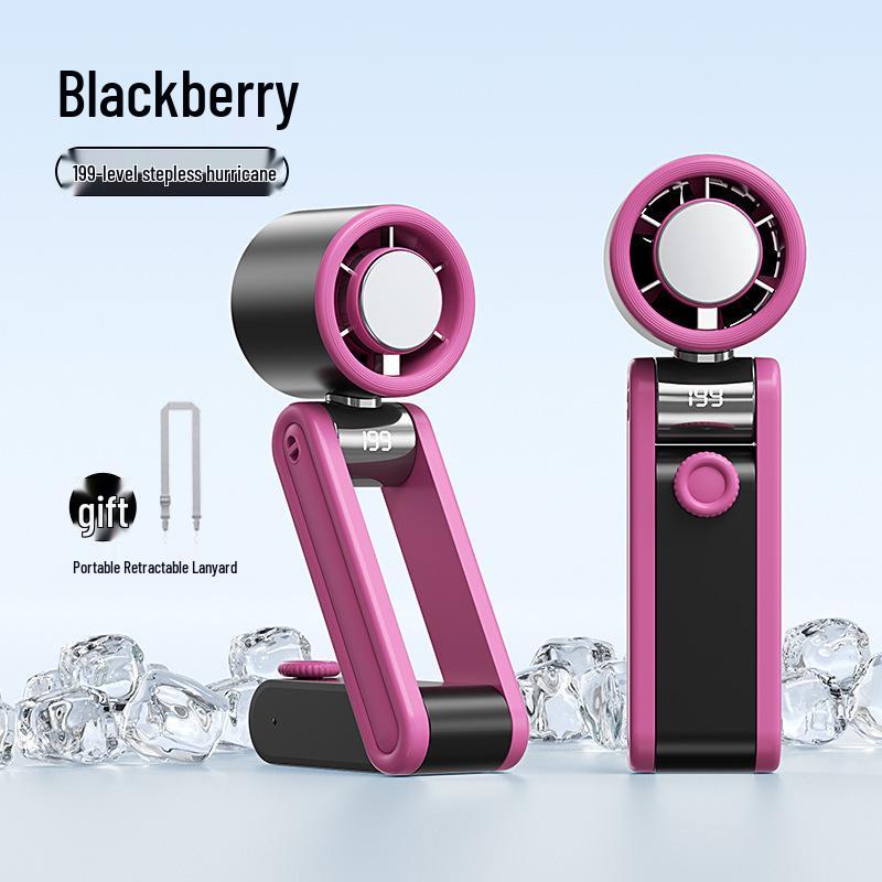 2026 Handheld Turbo Fan with Digital Display, 199 Speeds & Ice Pack Cooling, Three-Fold Design with Lanyard