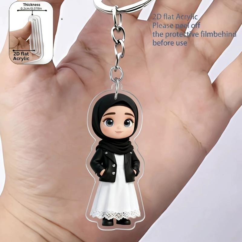 7Pcs 2D Flat 1/6 Muslim Acrylic Keychain | Suitable For Car Keys, Backpack Decorations, Office Hangings, Phone Pendants