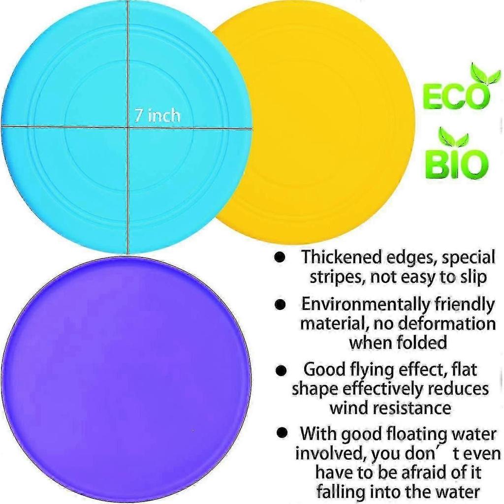 A 6 Pack of a 7" Soft Silicone Flying Disc With Assorted Colors for Home or School