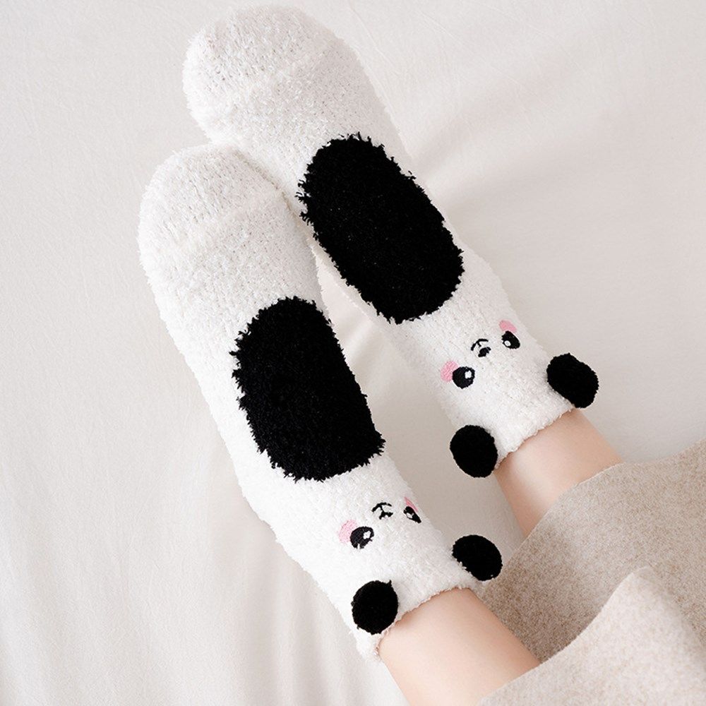 Christmas Gift Girls Plush Sleep Bed Sock Fluffy Soft Cute Bear Thickening Coral Velvet Socks