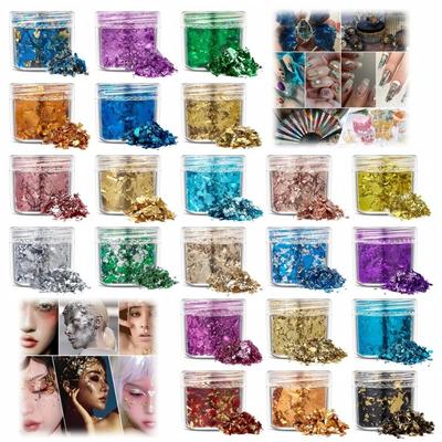 Набор сусального золота – Хлопья, Блестки, Глиттер и Фольга для DIY изделий из смолы, Силиконовых форм, Нейл-арта, Ювелирных изделий и Креативного декора