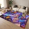 Music General Theme Soft Crystal Velvet Rug Custom Name & Text Print Non Slip Floor Rug for Bedroom Living Room