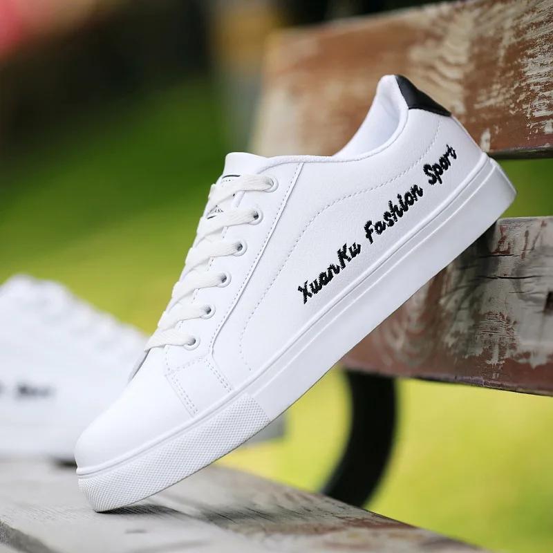 Весенние новые мужские белые кроссовки Comfort For Male Leather Super Sport Shoes Running Boys School Vulcanized Chaussure Homme