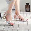 Fashion 2025 Open Toe Women Chunky Heels Shoes Metal Decoration 35-43 Women's Sandals Black White Female Fashion Casual Womens Sandal