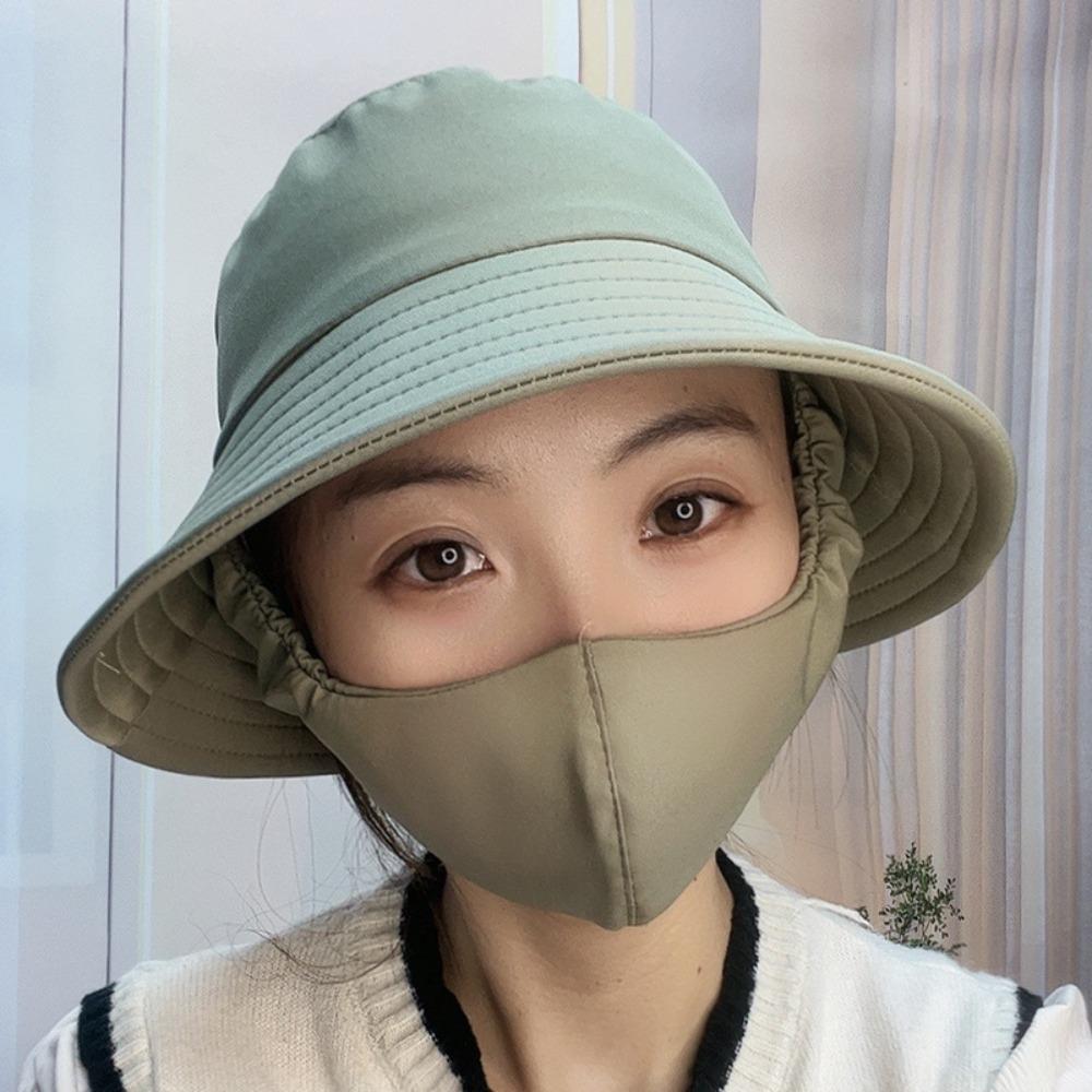 With Mask Agricultural Work Hat Bucket Hat Dust Mask Hat Fisherman Hat Protect Neck Anti-uv Four Seasons Sunscreen Hat