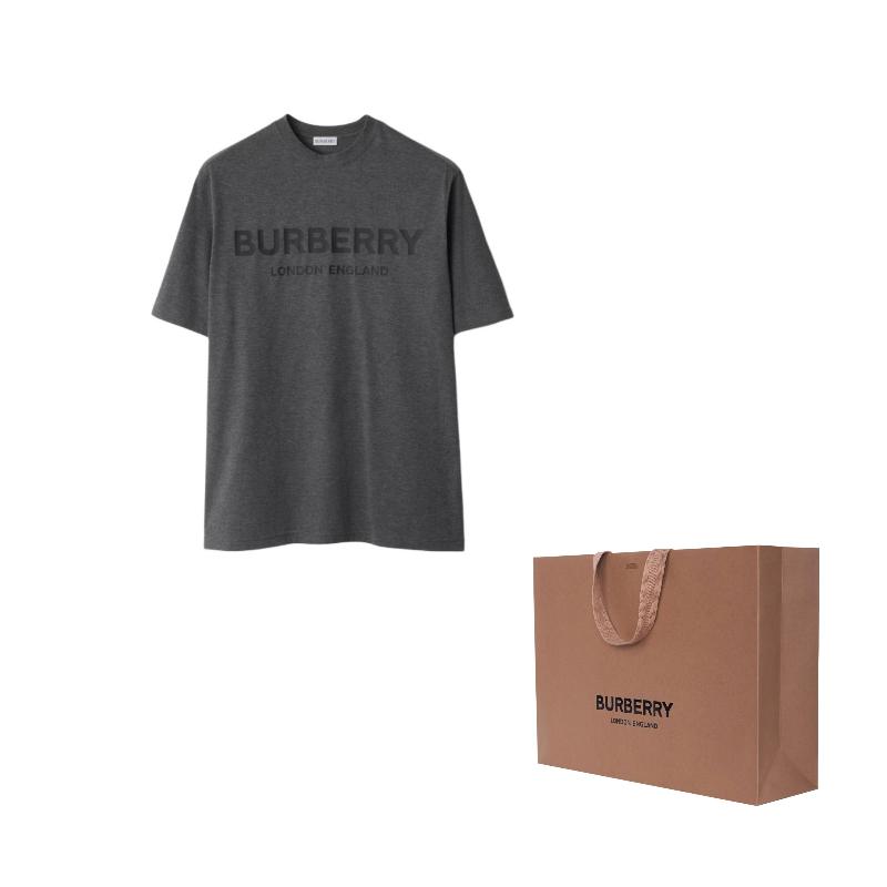 Burberry T-Shirts Men's Gray Crew Neck Moderate 81042301