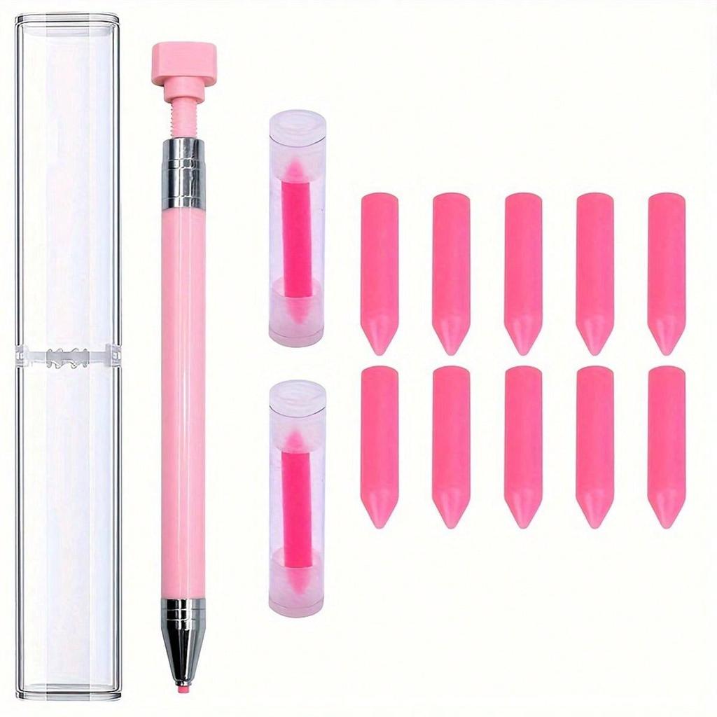Acrylic Diamond Drawing Pen Kit with Rotating Wax Tips, 11-piece Set Including 1 Sticky Pen and 10 Soft Waxes for Diamond Art