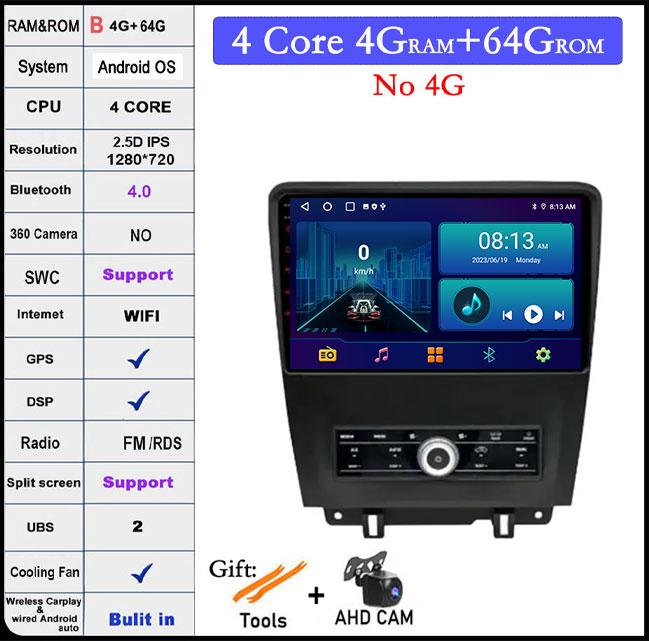 10,1-дюймовый Android 14 для Ford Mustang 2009 - 2014 сенсорный экран автомобильное радио GPS навигация стерео мультимедийный плеер видео 4G+Wi-Fi