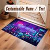 City Cyberpunk Theme Crystal Velvet Floor Rug Personalized Custom Name Text Warm Carpet Home Decoration