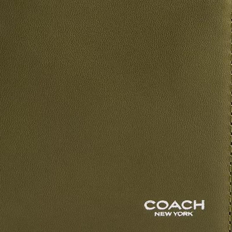 COACH 10 brand logo classic cowhide wallet men's green green