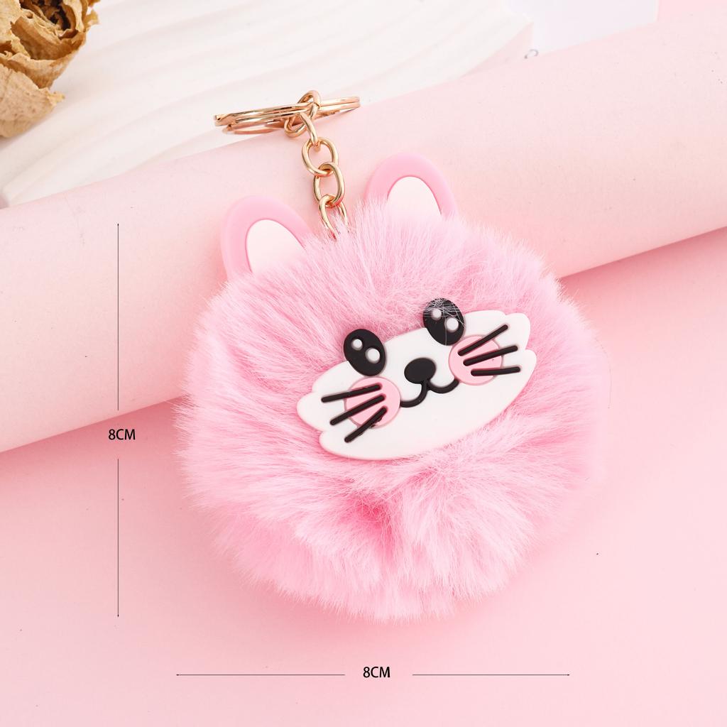 Cartoon Cat Plush Keychain with Fur Ball, Cute Bag & Car Pendant