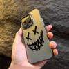 Smiling Devil Print Electroplate Silver IMD Phone Case For iPhone 16 15 14 13 12 11 Pro Max 7 8 Plus X 16E Shockproof Hard Cover