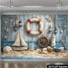 2D Nautical Beach Photo Backdrop Coastal Party Decor Cloth