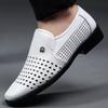 Fashion Men's PU Leather Shoes Hollow Sandals Summer Breathable Hole Shoes Man Slip-ons Casual Business Dress Shoes Zapatos De Hombre
