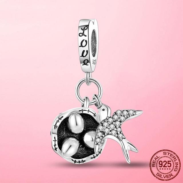 925 Sterling Silver O Pendant Love Heart Snake CZ Clip Charm Beads Fit Original Women Bracelet Bangle Silver 925 Jewelry