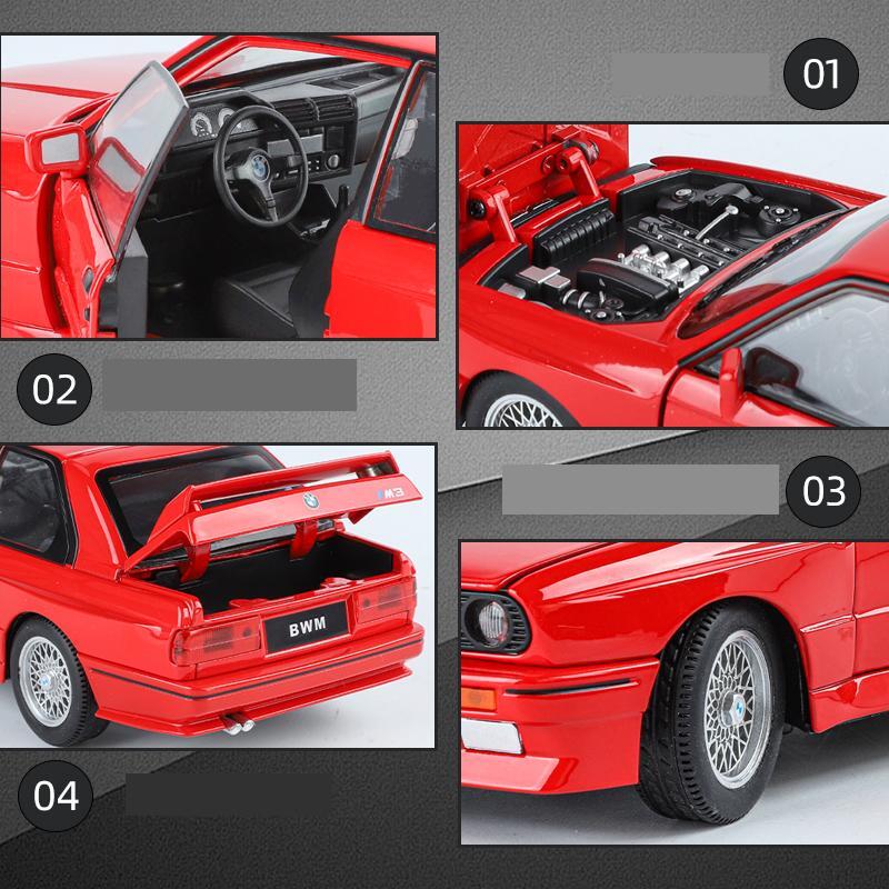 AAAOO1 1/24 BMW M3 E30 Модель Игрушечной Машинки Литая Металлическая Машинка Миниатюра С Инерционным Механизмом Звук Свет Двери Открываются Коллекция Подарок Для Мальчика Ребенка