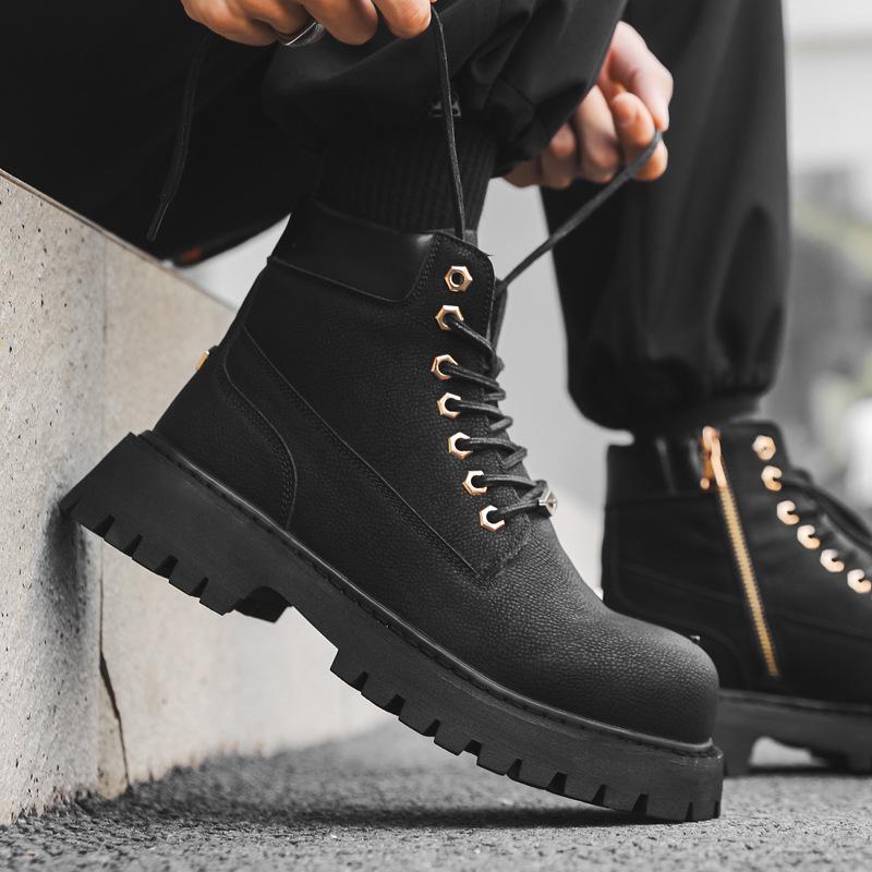 Новые ботинки для альпинизма на открытом воздухе из ревеня, усиленные ботинки Martin с толстой подошвой, универсальные модные ботинки для инструментов 66621-K