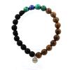 Stones and Minerals. Malachite Beads Bracelet from Congo + Azurite Chrysocolla + Black Onyx Made In France.