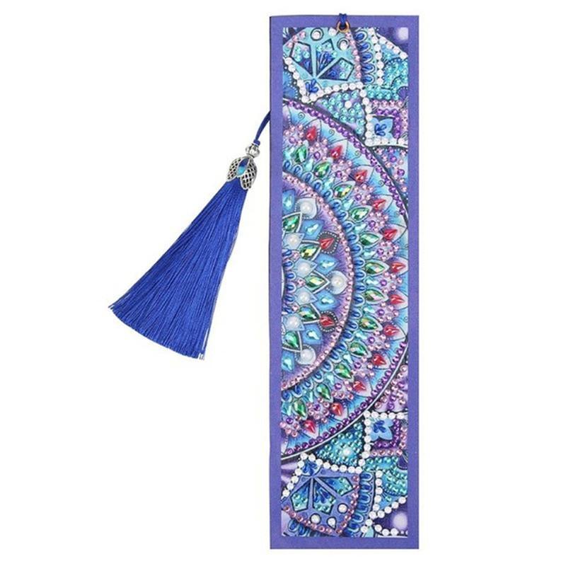 Cartoon Animal Flower 5D Diamond Painting Bookmark Kits DIY Mosaic Gift Special Shaped Diamond Tassel Leather Bookmark