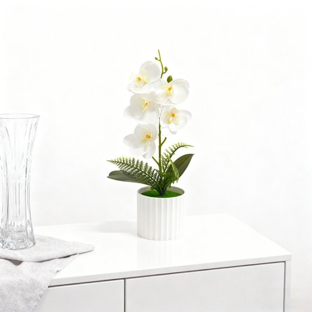 Многоцветковая Искусственная Орхидея-Бабочка Белый Горшок DIY Искусственная Орхидея Бонсай Пластиковые Искусственные Цветы Декор для Дома