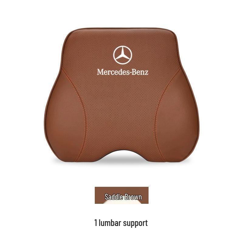 Mercedes-Benz Genuine Leather Car Headrest & Back Cushion - Universal Pillow for E300L, C260, GLC (All Seasons)