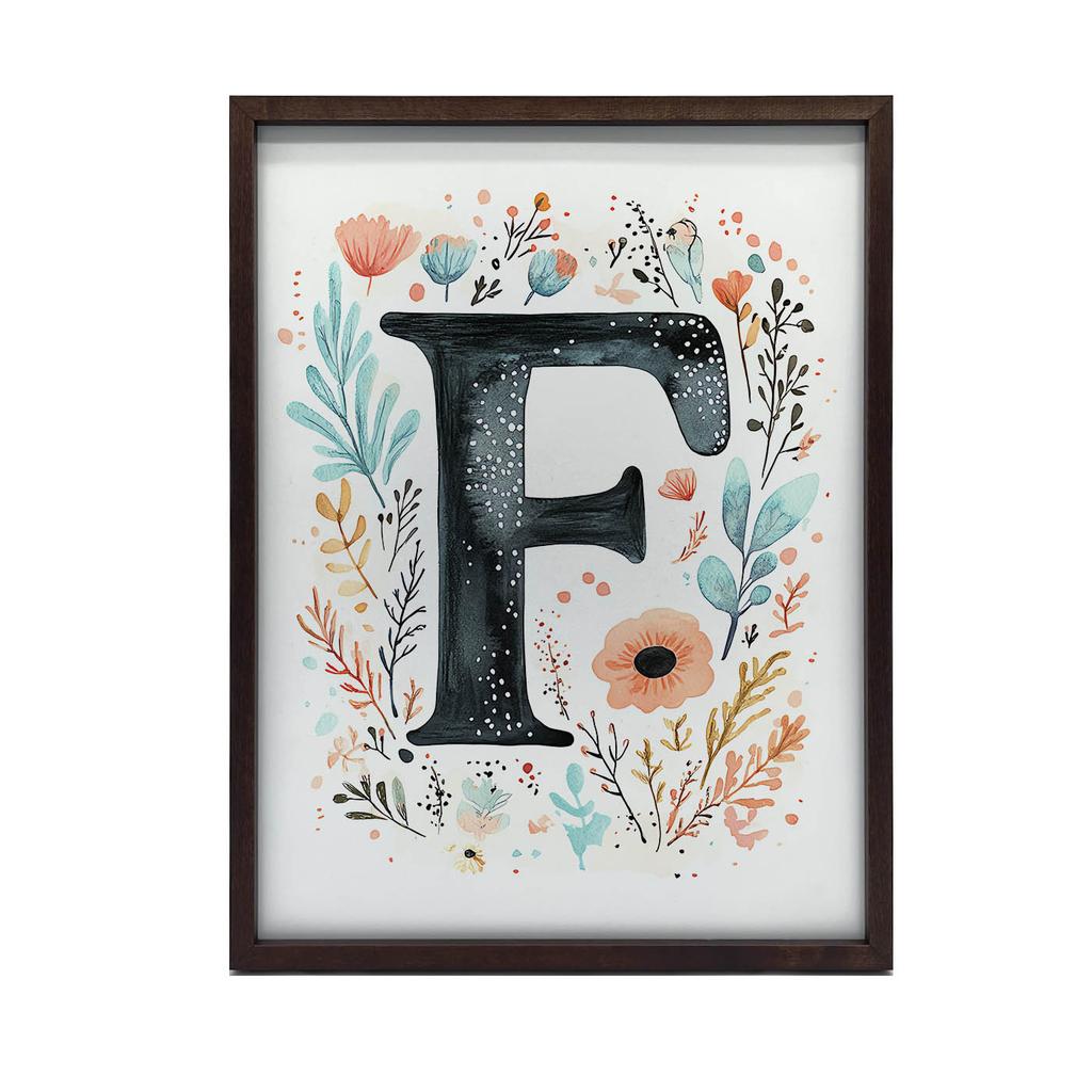 Plakat "F" Z Kolorowymi Kwiatami Plakat "F" Z Kolorowymi Kwiatami, 30X40 Cm, Bez Ramy, Papier Matowy 230 Gsm