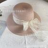 Summer idyllic Internet celebrity fashion small fresh bow strap pearl white travel sunscreen outdoor sun hat